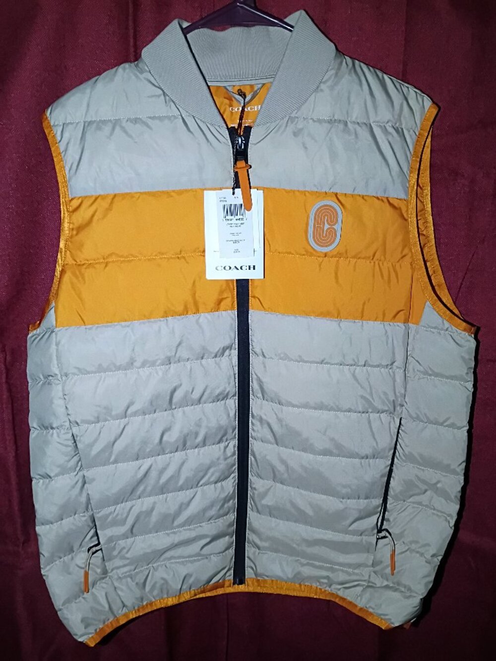 Coach Orange and Beige Puffer Vest (NWT)